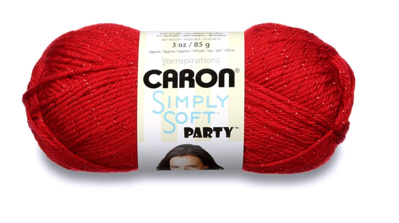 Caron Simply Soft Party Yarn (3-Pack) Rich Red Sparkle H97PAR-15 - Image 2